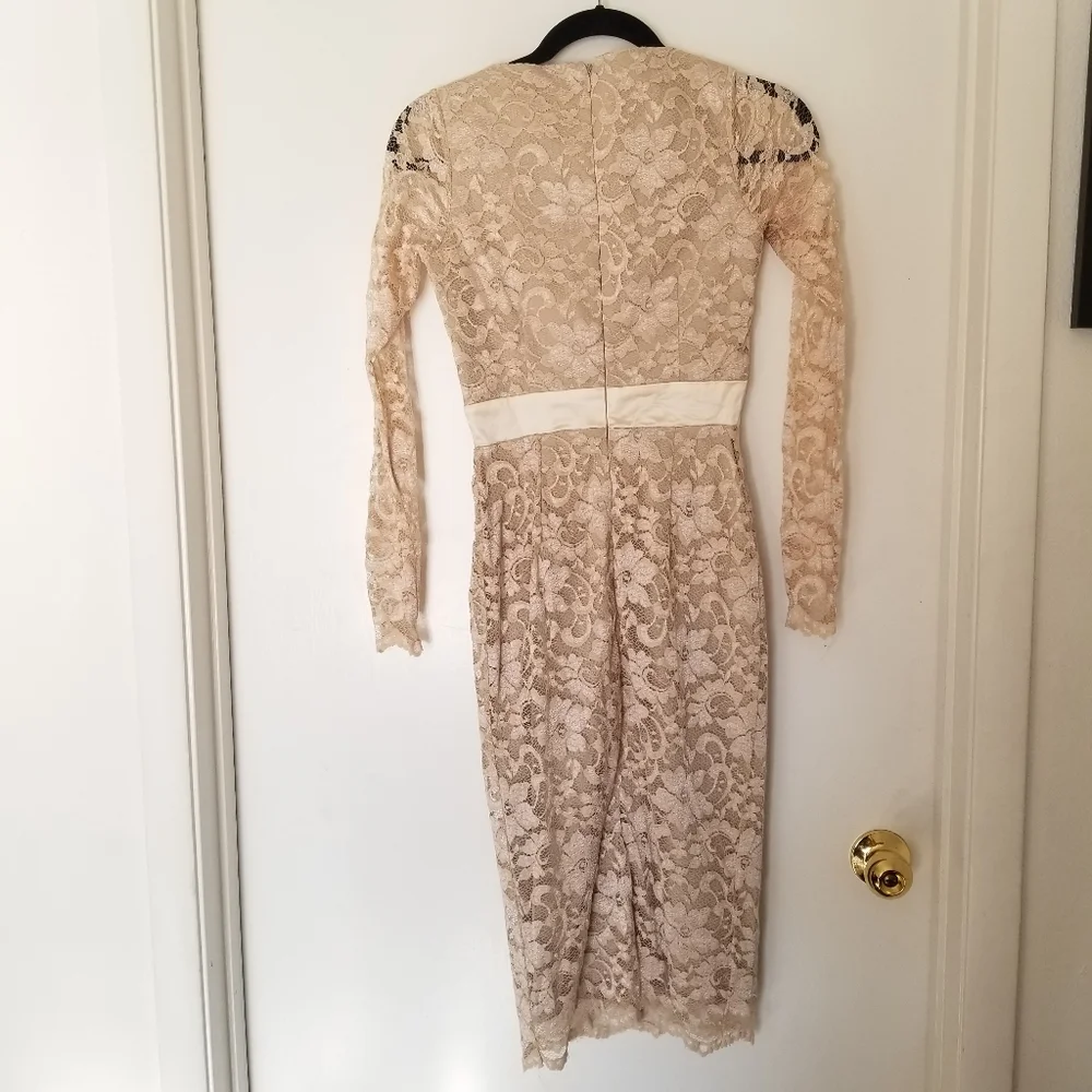 The Pretty Dress Company Tan Lace Pencil Dress - Picture 3 of 5